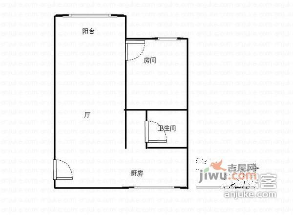 合益小区1室1厅1卫42㎡户型图