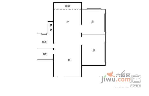 合益小区2室1厅1卫61㎡户型图