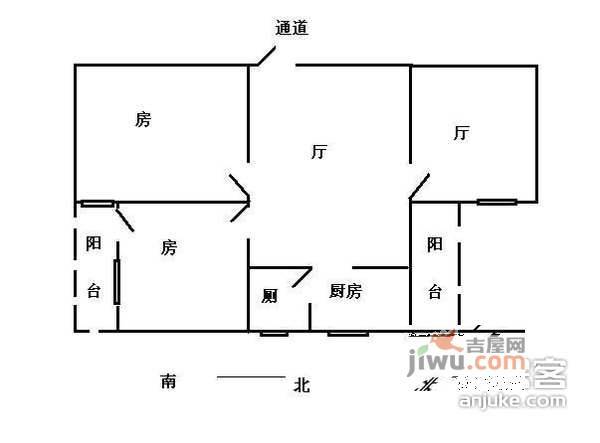 合益小区3室1厅1卫72㎡户型图