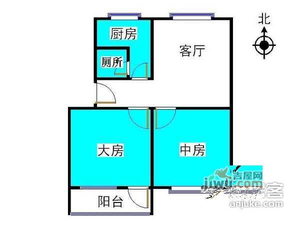 共和村2室1厅1卫59㎡户型图