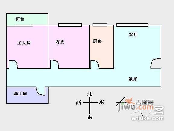 燕东大厦2室1厅1卫75㎡户型图