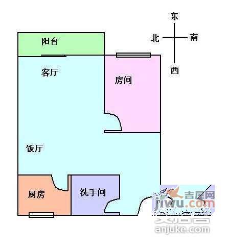 福龙苑1室1厅1卫50㎡户型图