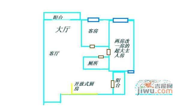 美林湖畔花园2室2厅1卫82㎡户型图