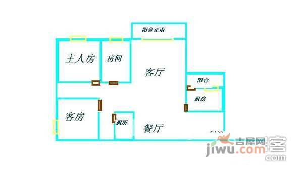 美林湖畔花园3室2厅1卫102㎡户型图