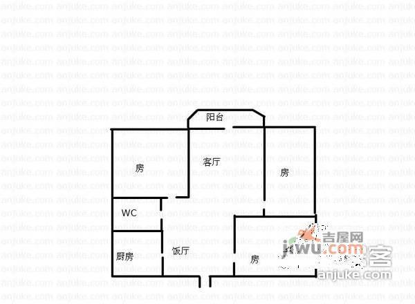 九号小区3室2厅1卫100㎡户型图