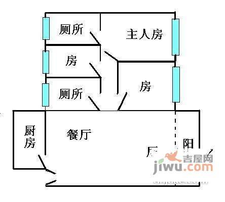 金城花园3室2厅1卫115㎡户型图