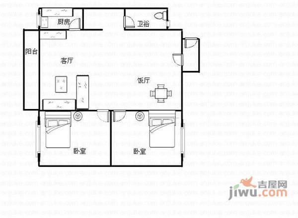 荟萃苑2室2厅1卫户型图