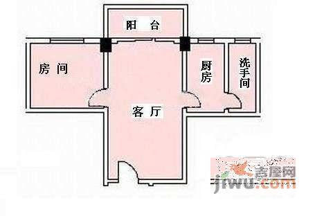 新港西路小区1室1厅1卫38㎡户型图