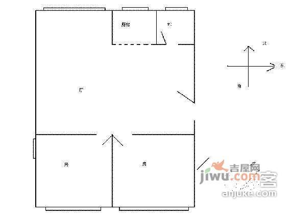 新港西路小区2室1厅1卫76㎡户型图