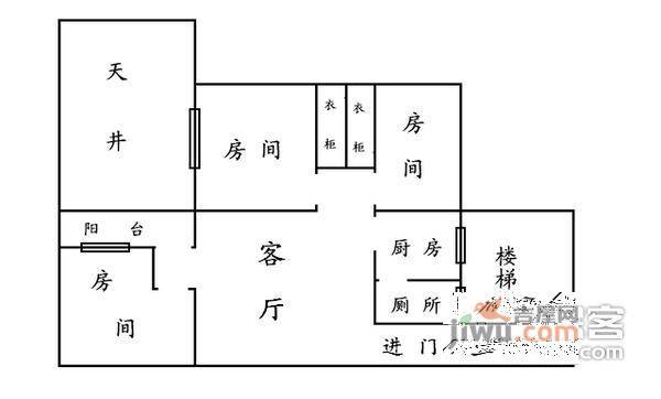 新港西路小区3室1厅1卫户型图