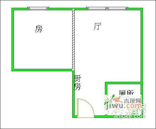 新港西路小区1室1厅1卫38㎡户型图