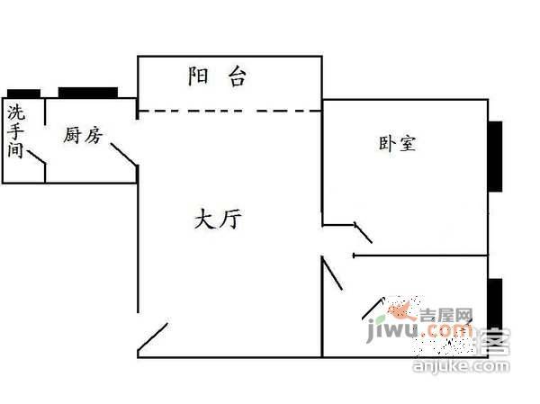 新港西路小区2室1厅1卫76㎡户型图