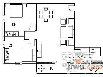 新港西路小区2室2厅1卫77㎡户型图