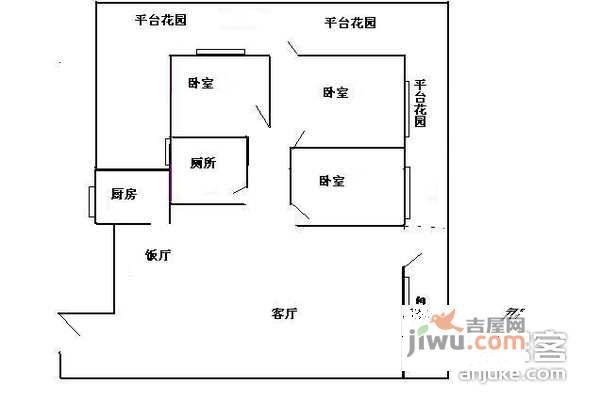 侨诚花园春晓苑3室2厅1卫89㎡户型图