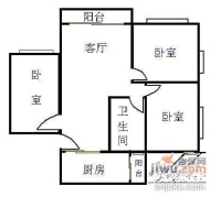 米兰苑3室2厅1卫80㎡户型图