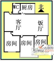 隆庆社区3室1厅1卫62㎡户型图