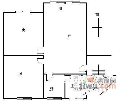 桂花岗小区3室1厅1卫62㎡户型图