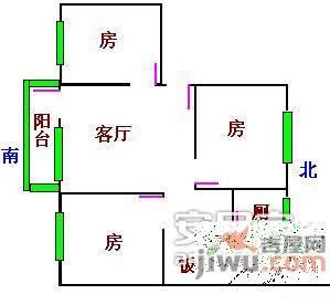 桂花岗小区3室2厅1卫户型图