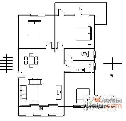 金桂园2室2厅1卫92㎡户型图