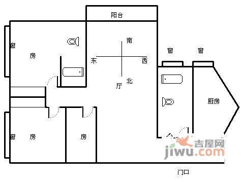 金桂园3室1厅1卫114㎡户型图