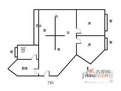 金桂园2室1厅1卫户型图