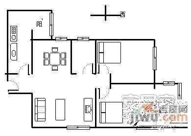 金桂园2室2厅1卫92㎡户型图