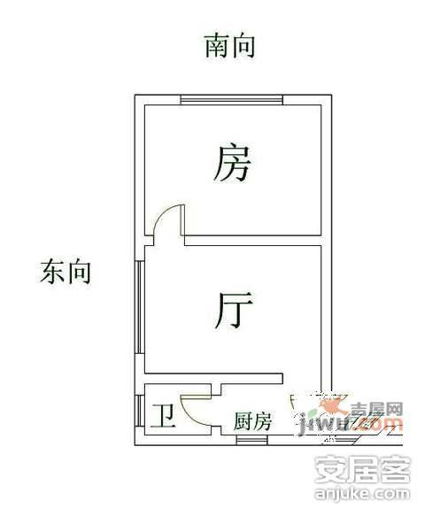 五羊新城南区1室1厅1卫35㎡户型图