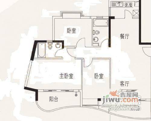 广州白天鹅花园东区3室2厅2卫126㎡户型图