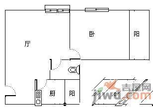 广州白天鹅花园东区1室1厅1卫户型图