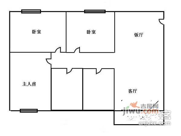 广州白天鹅花园东区3室2厅1卫98㎡户型图