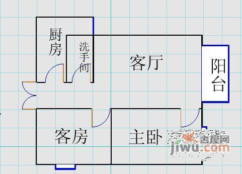 广州白天鹅花园东区2室2厅1卫73㎡户型图