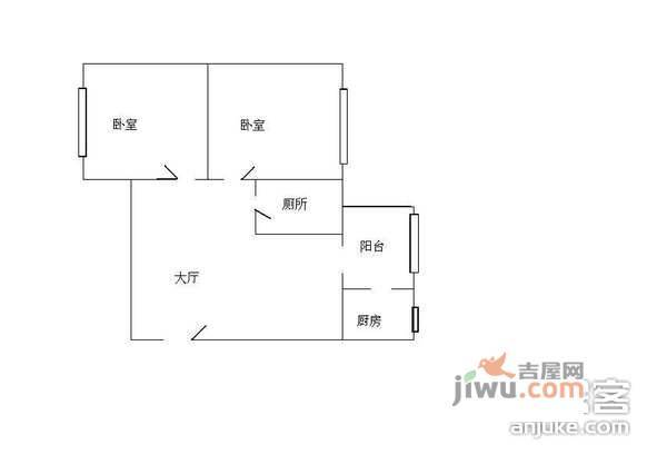 华江花园2室1厅1卫82㎡户型图