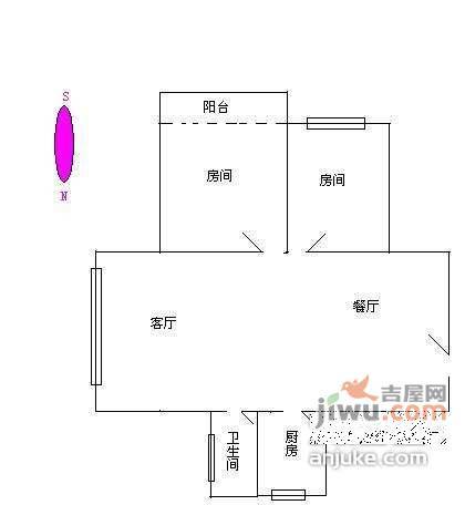 华江花园2室2厅1卫89㎡户型图