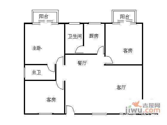 华江花园3室2厅2卫户型图