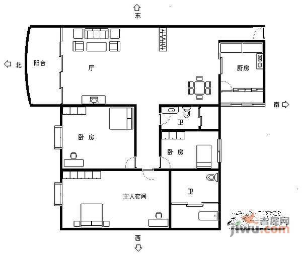 星城格调3室2厅2卫103㎡户型图