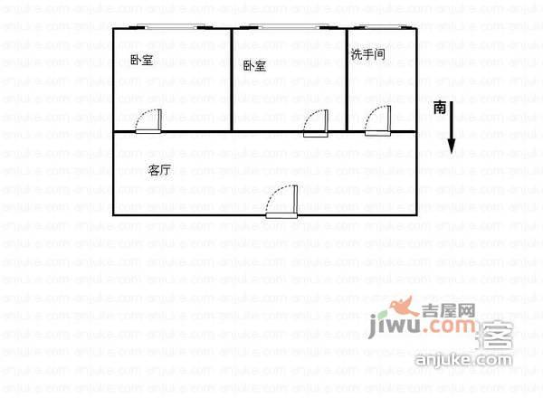 龙口东路住宅区2室1厅1卫户型图