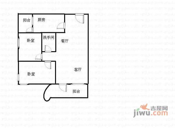 龙口东路住宅区2室2厅1卫71㎡户型图