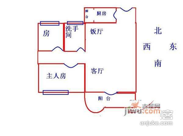 龙口东路住宅区2室1厅1卫户型图