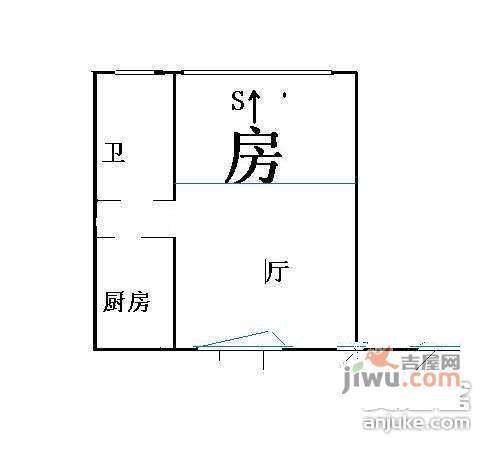 环宇花园文景阁1室1厅1卫32㎡户型图