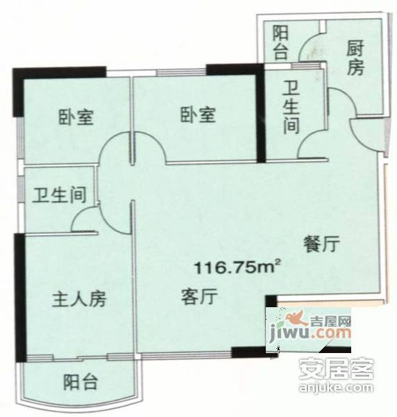 枫丹雅筑3室2厅2卫119㎡户型图