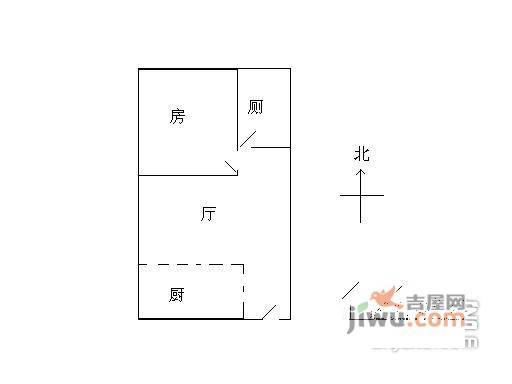 枫丹雅筑1室1厅1卫58㎡户型图