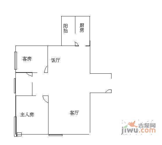 聚雅苑2室2厅1卫84㎡户型图