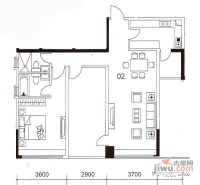 雅居乐御宾府2室2厅2卫户型图