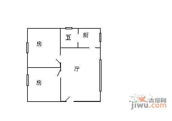 白沙小区2室1厅1卫58㎡户型图