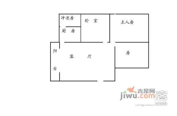 白沙小区3室1厅1卫88㎡户型图