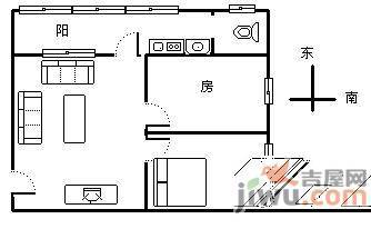 白沙小区2室1厅1卫58㎡户型图