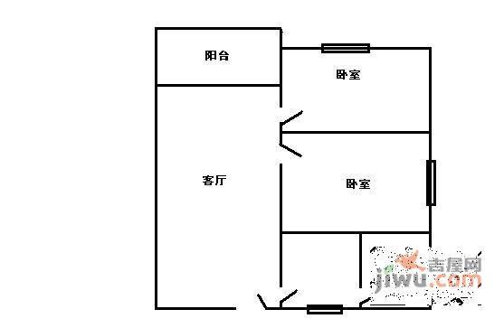 白沙小区2室1厅1卫58㎡户型图