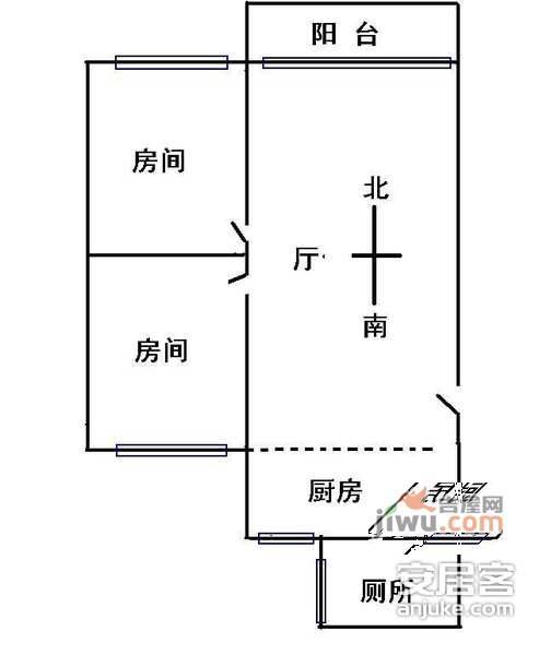 汇美苑2室1厅1卫78㎡户型图