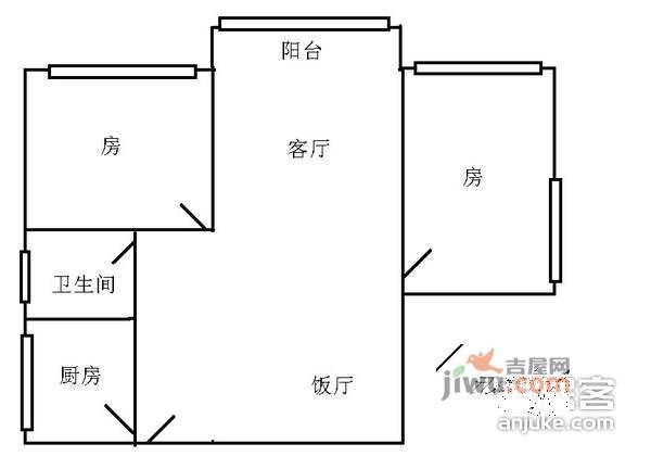 世贸花园2室1厅1卫93㎡户型图