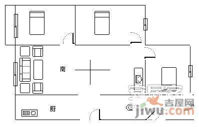 梓元岗小区3室1厅1卫87㎡户型图